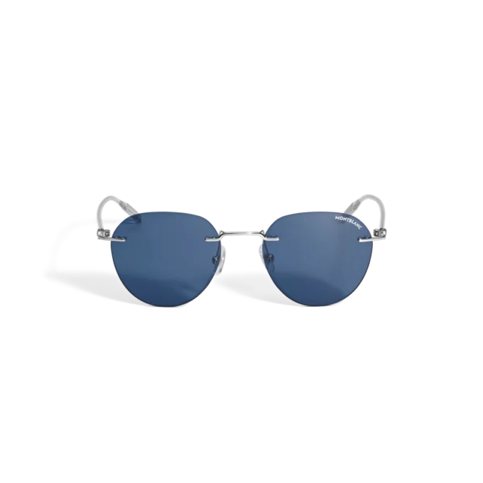 Round Sunglasses with Silver Col Metal Frame
