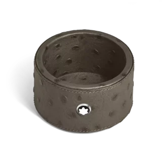 Small Round Desk Tray in Ostrich-Embossed Leather