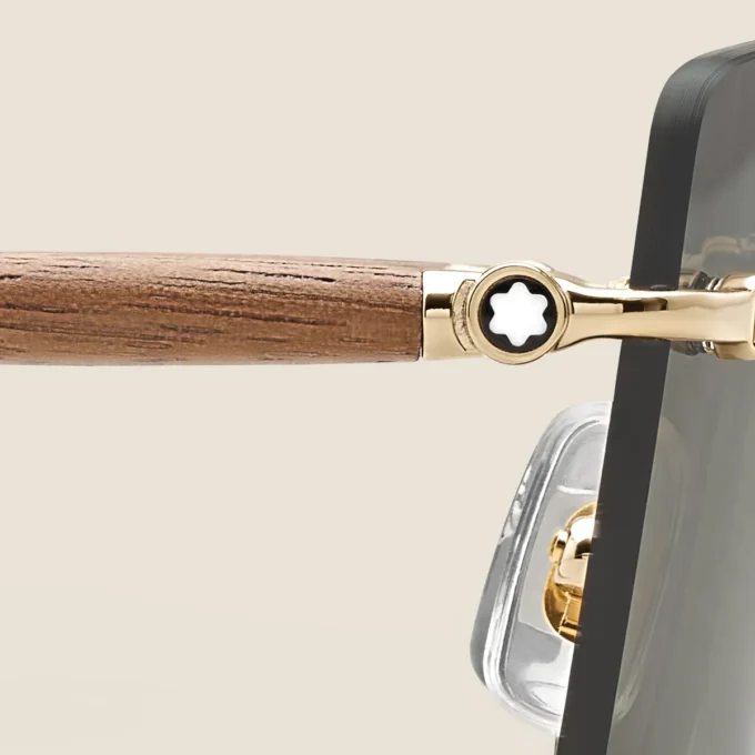 Squared Sunglasses with Gold Col Metal Frame