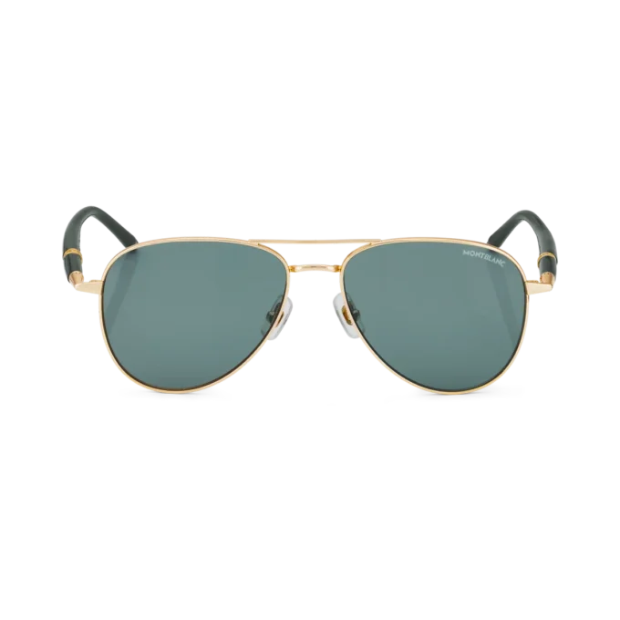 Squared Sunglasses with Gold-Colored Metal Frame
