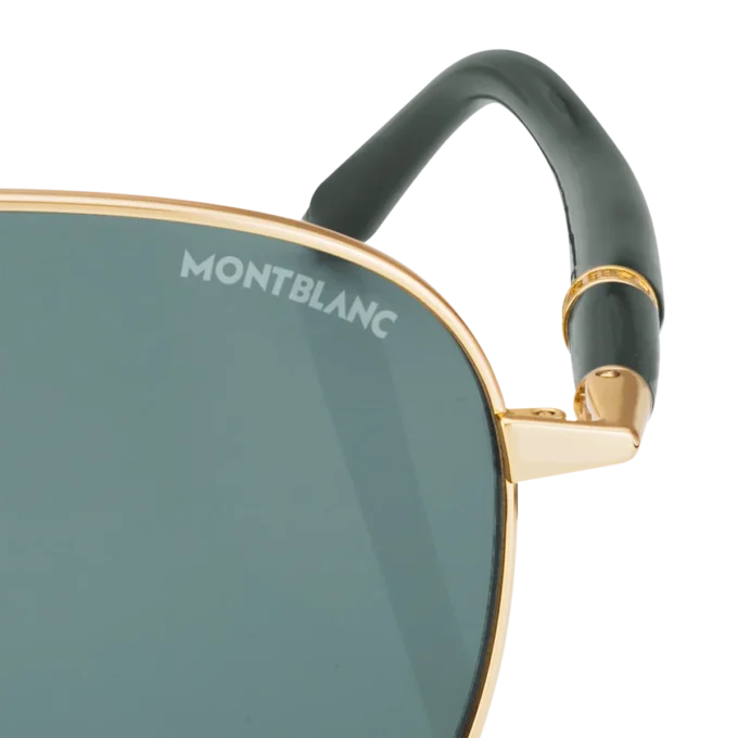 Squared Sunglasses with Gold-Colored Metal Frame