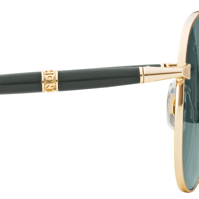 Squared Sunglasses with Gold-Colored Metal Frame
