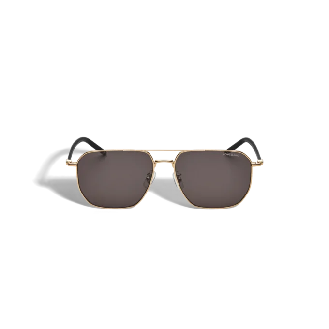 Squared Sunglasses with Gold Coloured Metal Frame