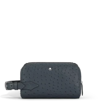 Toiletry Clutch in Ostrich-Embossed Leather