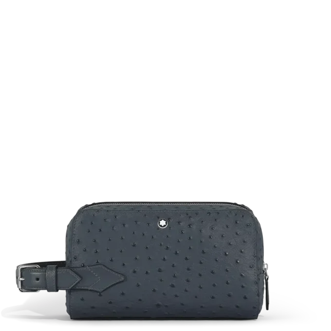 Toiletry Clutch in Ostrich-Embossed Leather