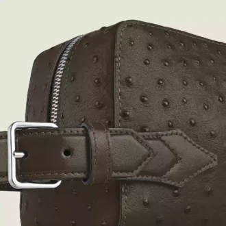 Toiletry Clutch in Ostrich-Embossed Leather