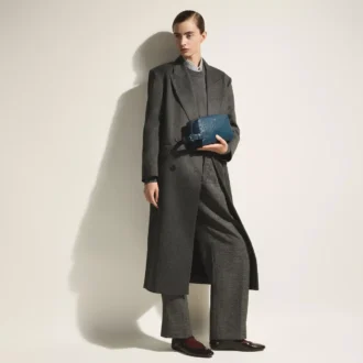 Toiletry Clutch in Ostrich-Embossed Leather