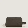 Toiletry Clutch in Ostrich-Embossed Leather