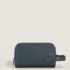 Toiletry Clutch in Ostrich-Embossed Leather