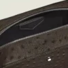Toiletry Clutch in Ostrich-Embossed Leather