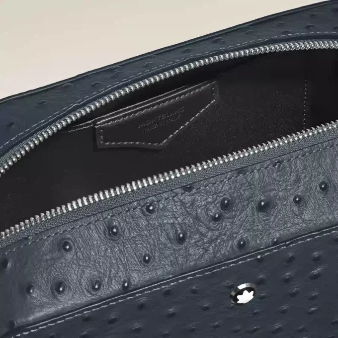 Toiletry Clutch in Ostrich-Embossed Leather